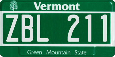 VT license plate ZBL211