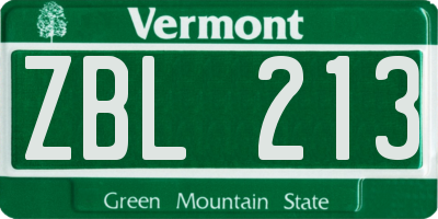 VT license plate ZBL213