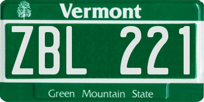 VT license plate ZBL221