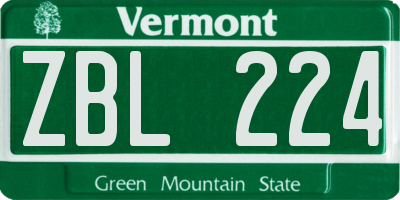 VT license plate ZBL224