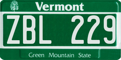 VT license plate ZBL229