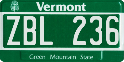 VT license plate ZBL236