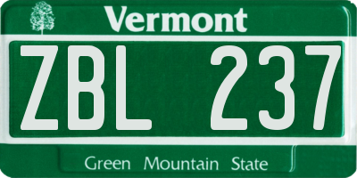 VT license plate ZBL237