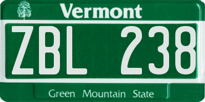 VT license plate ZBL238