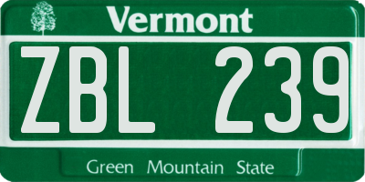 VT license plate ZBL239
