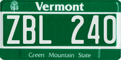 VT license plate ZBL240