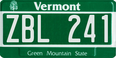 VT license plate ZBL241