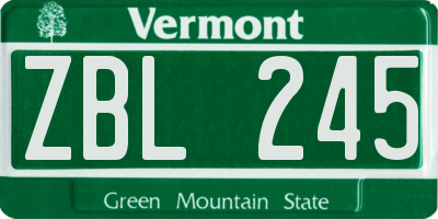 VT license plate ZBL245
