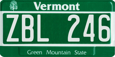 VT license plate ZBL246