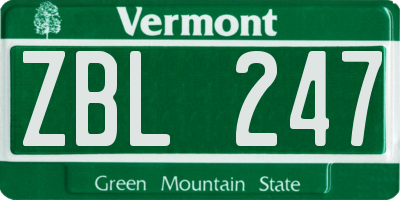 VT license plate ZBL247