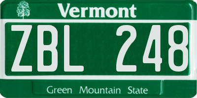 VT license plate ZBL248