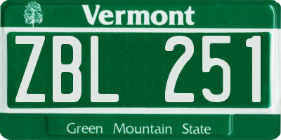 VT license plate ZBL251