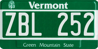 VT license plate ZBL252