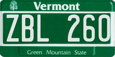 VT license plate ZBL260