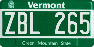 VT license plate ZBL265