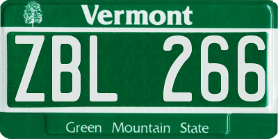 VT license plate ZBL266
