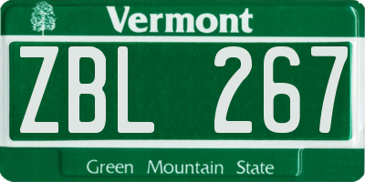 VT license plate ZBL267