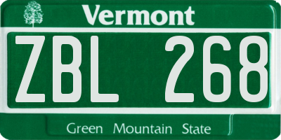 VT license plate ZBL268