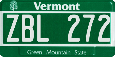 VT license plate ZBL272