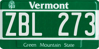 VT license plate ZBL273