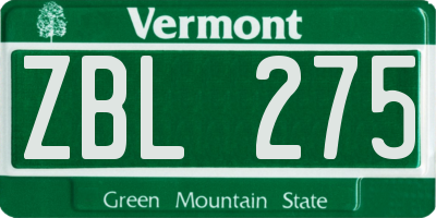 VT license plate ZBL275