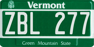 VT license plate ZBL277