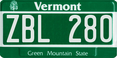 VT license plate ZBL280