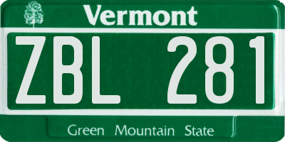 VT license plate ZBL281