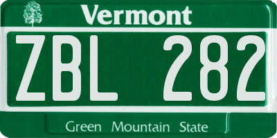 VT license plate ZBL282