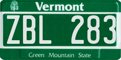 VT license plate ZBL283