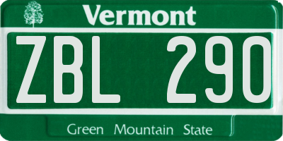VT license plate ZBL290