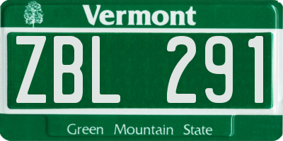 VT license plate ZBL291