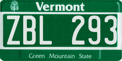 VT license plate ZBL293