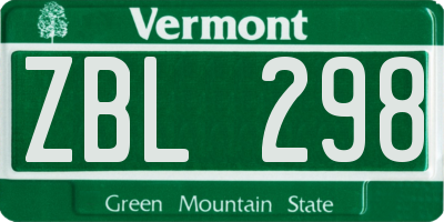 VT license plate ZBL298