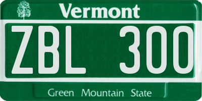 VT license plate ZBL300