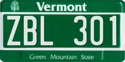 VT license plate ZBL301