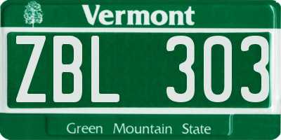 VT license plate ZBL303