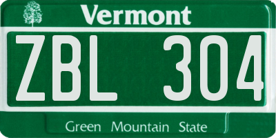VT license plate ZBL304