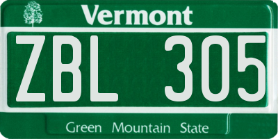 VT license plate ZBL305