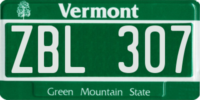 VT license plate ZBL307