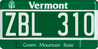 VT license plate ZBL310