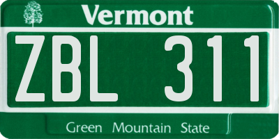 VT license plate ZBL311
