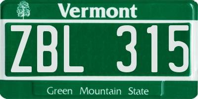 VT license plate ZBL315