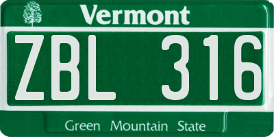 VT license plate ZBL316