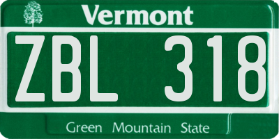 VT license plate ZBL318