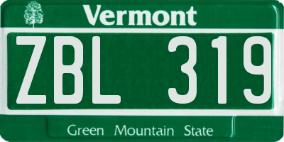 VT license plate ZBL319