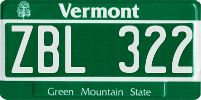 VT license plate ZBL322