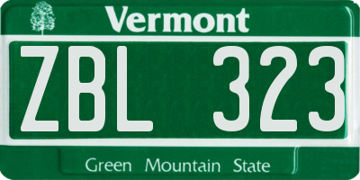 VT license plate ZBL323