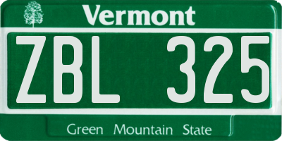 VT license plate ZBL325