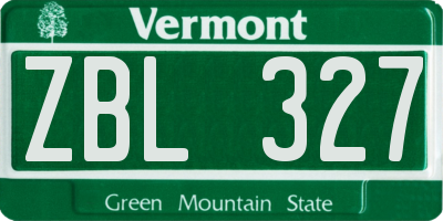 VT license plate ZBL327
